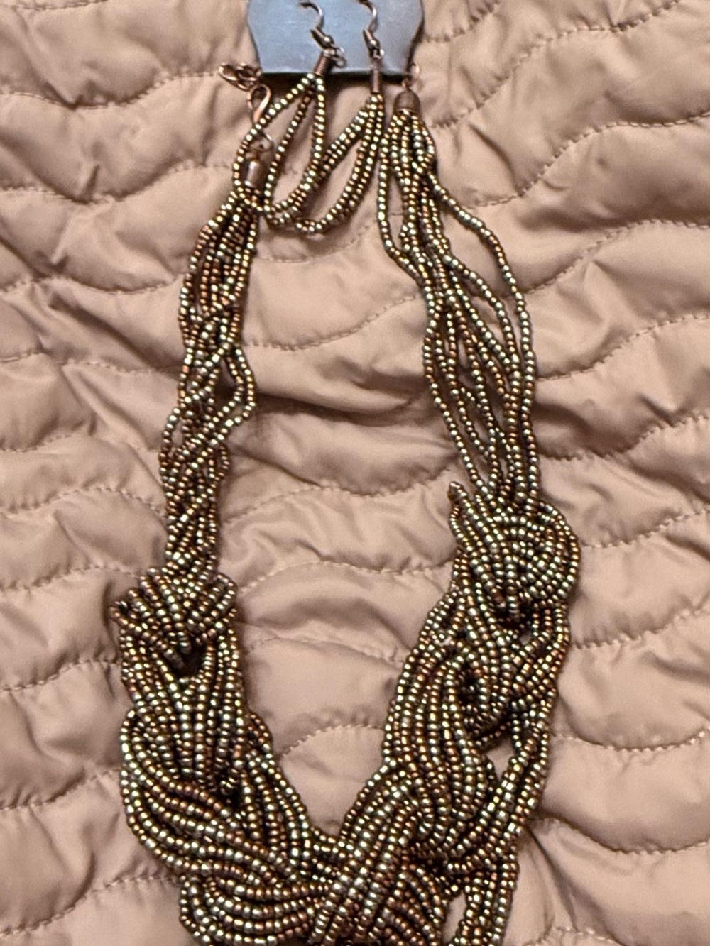 paparazzi Bronze Twisted Multi-Strand Bead Necklace